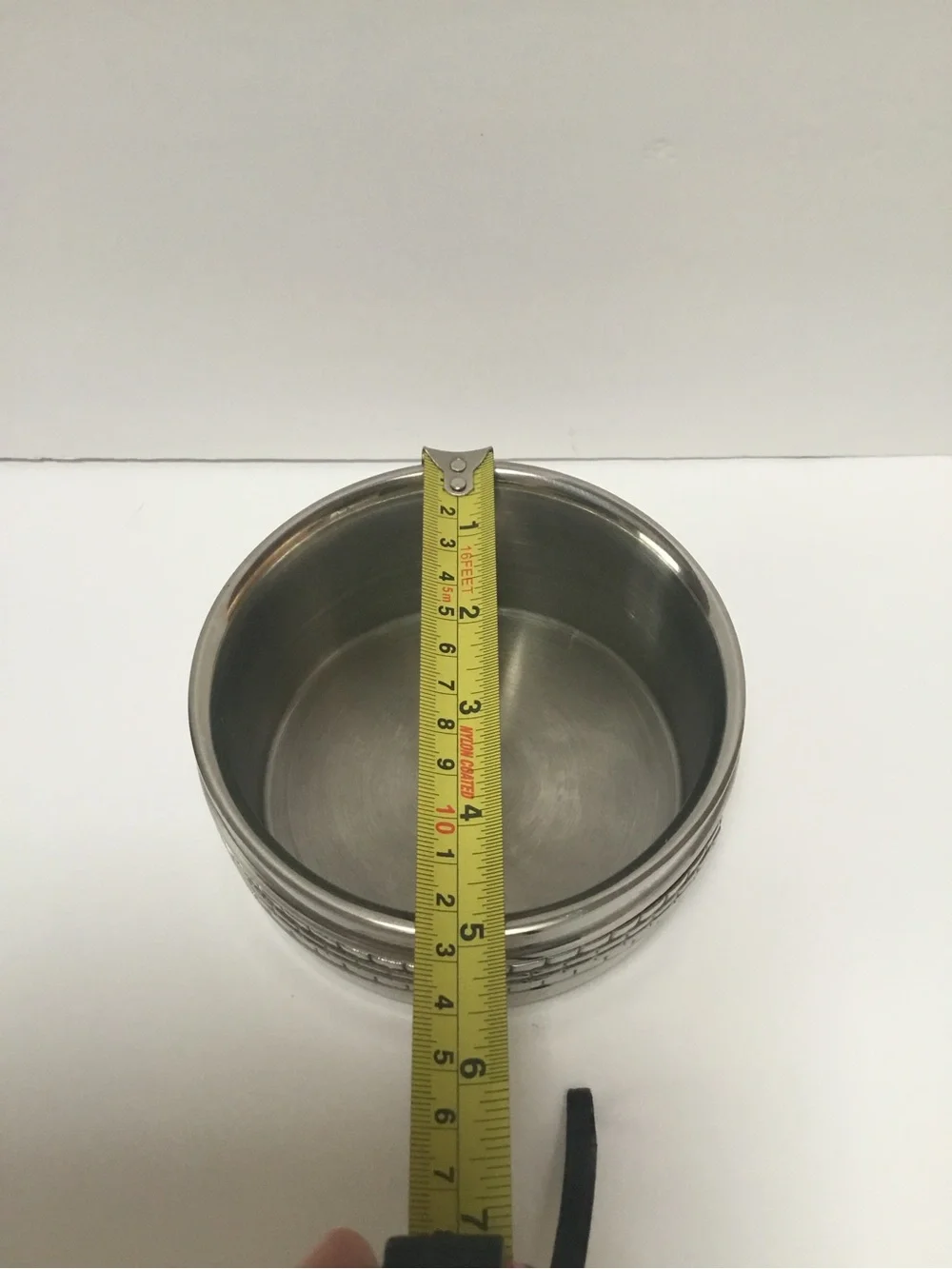 Ralph Lauren Brushed Silver Decorative Bowl with Textured Band and Knife